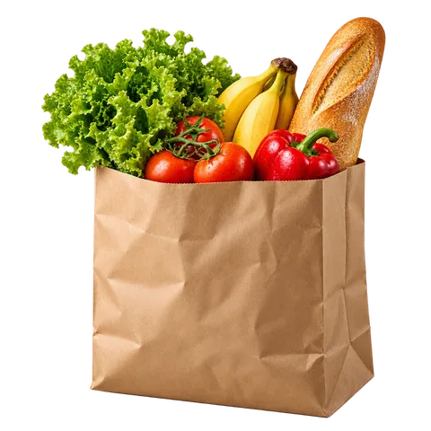 Sacola de compras com alimentos frescos